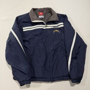 Vintage NFL San Diego Chargers Jacket Mens Large L Fleece Lined Windbreaker Navy